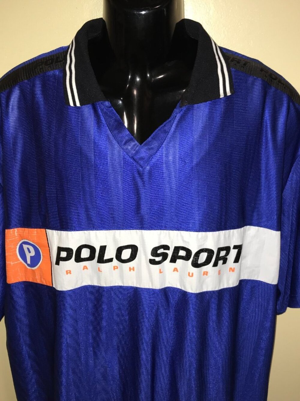 Men's Vintage Polo Sport Ralph Lauren Distressed Jersey Polo Shirt-Size XL - Picture 5 of 16